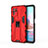 Silicone Matte Finish and Plastic Back Cover Case with Magnetic Stand KC2 for Xiaomi Redmi Note 10S 4G Red