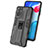 Silicone Matte Finish and Plastic Back Cover Case with Magnetic Stand KC2 for Xiaomi Redmi Note 11 4G (2022)