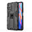 Silicone Matte Finish and Plastic Back Cover Case with Magnetic Stand KC2 for Xiaomi Redmi Note 11T 5G Black