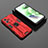 Silicone Matte Finish and Plastic Back Cover Case with Magnetic Stand KC2 for Xiaomi Redmi Note 12 5G Red