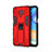 Silicone Matte Finish and Plastic Back Cover Case with Magnetic Stand KC2 for Xiaomi Redmi Note 9 Pro Max Red