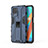 Silicone Matte Finish and Plastic Back Cover Case with Magnetic Stand KC3 for Realme 8 5G Blue
