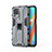 Silicone Matte Finish and Plastic Back Cover Case with Magnetic Stand KC3 for Realme 8 5G Gray