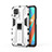 Silicone Matte Finish and Plastic Back Cover Case with Magnetic Stand KC3 for Realme 8s 5G White