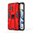 Silicone Matte Finish and Plastic Back Cover Case with Magnetic Stand KC3 for Realme GT Neo 3T 5G Red