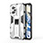 Silicone Matte Finish and Plastic Back Cover Case with Magnetic Stand KC3 for Realme GT Neo 3T 5G White