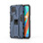 Silicone Matte Finish and Plastic Back Cover Case with Magnetic Stand KC3 for Realme Narzo 30 5G Blue