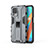 Silicone Matte Finish and Plastic Back Cover Case with Magnetic Stand KC3 for Realme Narzo 30 5G Gray