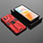 Silicone Matte Finish and Plastic Back Cover Case with Magnetic Stand KC3 for Vivo iQOO Neo6 5G Red