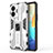 Silicone Matte Finish and Plastic Back Cover Case with Magnetic Stand KC3 for Vivo iQOO Z6 Lite 5G