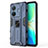 Silicone Matte Finish and Plastic Back Cover Case with Magnetic Stand KC3 for Vivo iQOO Z6 Pro 5G