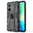 Silicone Matte Finish and Plastic Back Cover Case with Magnetic Stand KC3 for Vivo iQOO Z6 Pro 5G Black