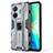 Silicone Matte Finish and Plastic Back Cover Case with Magnetic Stand KC3 for Vivo iQOO Z6 Pro 5G Gray