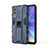 Silicone Matte Finish and Plastic Back Cover Case with Magnetic Stand KC3 for Vivo V21e 5G Blue