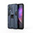 Silicone Matte Finish and Plastic Back Cover Case with Magnetic Stand KC3 for Vivo V21s 5G Blue