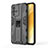 Silicone Matte Finish and Plastic Back Cover Case with Magnetic Stand KC3 for Vivo V23 5G Black