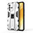 Silicone Matte Finish and Plastic Back Cover Case with Magnetic Stand KC3 for Vivo V23 5G White