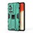 Silicone Matte Finish and Plastic Back Cover Case with Magnetic Stand KC3 for Vivo X70 Pro+ Plus 5G Green