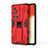 Silicone Matte Finish and Plastic Back Cover Case with Magnetic Stand KC3 for Vivo X70 Pro+ Plus 5G Red