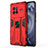 Silicone Matte Finish and Plastic Back Cover Case with Magnetic Stand KC3 for Vivo X80 5G Red