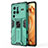Silicone Matte Finish and Plastic Back Cover Case with Magnetic Stand KC3 for Vivo X80 Pro 5G Green