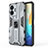 Silicone Matte Finish and Plastic Back Cover Case with Magnetic Stand KC3 for Vivo Y77 5G Gray