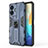 Silicone Matte Finish and Plastic Back Cover Case with Magnetic Stand KC3 for Vivo Y77e 5G Blue