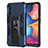 Silicone Matte Finish and Plastic Back Cover Case with Magnetic Stand MQ1 for Samsung Galaxy A10e Blue