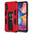 Silicone Matte Finish and Plastic Back Cover Case with Magnetic Stand MQ1 for Samsung Galaxy A10e Red