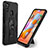 Silicone Matte Finish and Plastic Back Cover Case with Magnetic Stand MQ1 for Samsung Galaxy A11 Black