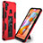 Silicone Matte Finish and Plastic Back Cover Case with Magnetic Stand MQ1 for Samsung Galaxy A11 Red