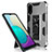 Silicone Matte Finish and Plastic Back Cover Case with Magnetic Stand MQ1 for Samsung Galaxy M02