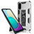 Silicone Matte Finish and Plastic Back Cover Case with Magnetic Stand MQ1 for Samsung Galaxy M02