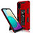 Silicone Matte Finish and Plastic Back Cover Case with Magnetic Stand MQ1 for Samsung Galaxy M02 Red