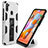 Silicone Matte Finish and Plastic Back Cover Case with Magnetic Stand MQ1 for Samsung Galaxy M11