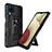 Silicone Matte Finish and Plastic Back Cover Case with Magnetic Stand MQ1 for Samsung Galaxy M12 Black