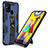 Silicone Matte Finish and Plastic Back Cover Case with Magnetic Stand MQ1 for Samsung Galaxy M31 Blue