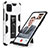 Silicone Matte Finish and Plastic Back Cover Case with Magnetic Stand MQ1 for Samsung Galaxy M60s White