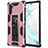 Silicone Matte Finish and Plastic Back Cover Case with Magnetic Stand MQ1 for Samsung Galaxy Note 10 5G Rose Gold