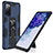 Silicone Matte Finish and Plastic Back Cover Case with Magnetic Stand MQ1 for Samsung Galaxy S20 FE (2022) 5G Blue