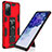 Silicone Matte Finish and Plastic Back Cover Case with Magnetic Stand MQ1 for Samsung Galaxy S20 FE (2022) 5G Red