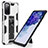 Silicone Matte Finish and Plastic Back Cover Case with Magnetic Stand MQ1 for Samsung Galaxy S20 FE (2022) 5G Silver