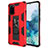 Silicone Matte Finish and Plastic Back Cover Case with Magnetic Stand MQ1 for Samsung Galaxy S20 Plus 5G Red