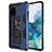 Silicone Matte Finish and Plastic Back Cover Case with Magnetic Stand MQ1 for Samsung Galaxy S20 Plus Blue