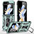 Silicone Matte Finish and Plastic Back Cover Case with Magnetic Stand MQ1 for Samsung Galaxy Z Flip5 5G