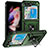 Silicone Matte Finish and Plastic Back Cover Case with Magnetic Stand MQ2 for Samsung Galaxy Z Flip5 5G Green