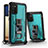 Silicone Matte Finish and Plastic Back Cover Case with Magnetic Stand Q01W for Samsung Galaxy F02S SM-E025F Sky Blue