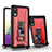 Silicone Matte Finish and Plastic Back Cover Case with Magnetic Stand QW1 for Samsung Galaxy M02