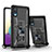 Silicone Matte Finish and Plastic Back Cover Case with Magnetic Stand QW1 for Samsung Galaxy M02