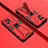 Silicone Matte Finish and Plastic Back Cover Case with Magnetic Stand T01 for Oppo Find X5 5G Red